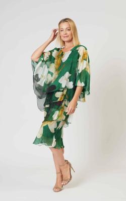 La Scala Multi Layered Green Floral Dress